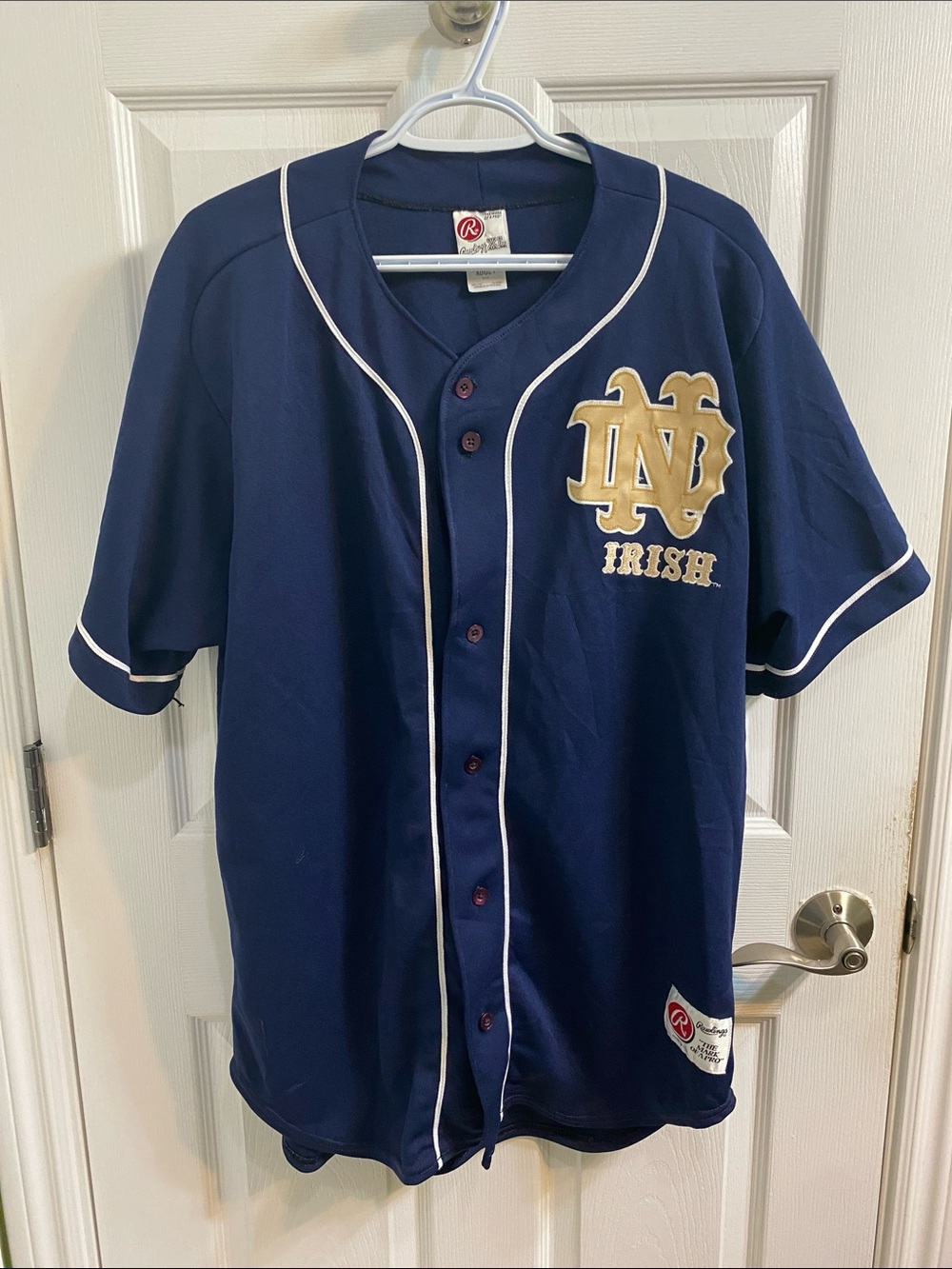 Vintage Notre Dame Rawlings Baseball Jersey XL Fighting Irish NCAA USA Shirt 90s